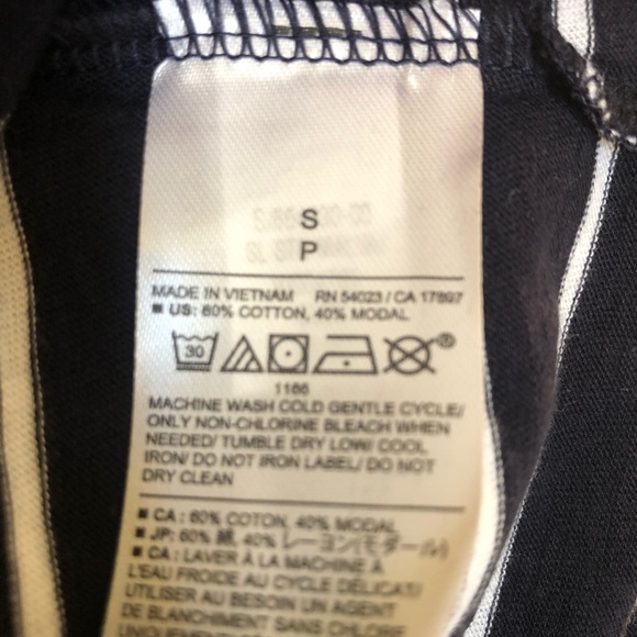 BANANA REPUBLIC Top Size S Cotton Slub Malibu Tee Navy Stripe Tie Resort - Picture 5 of 5